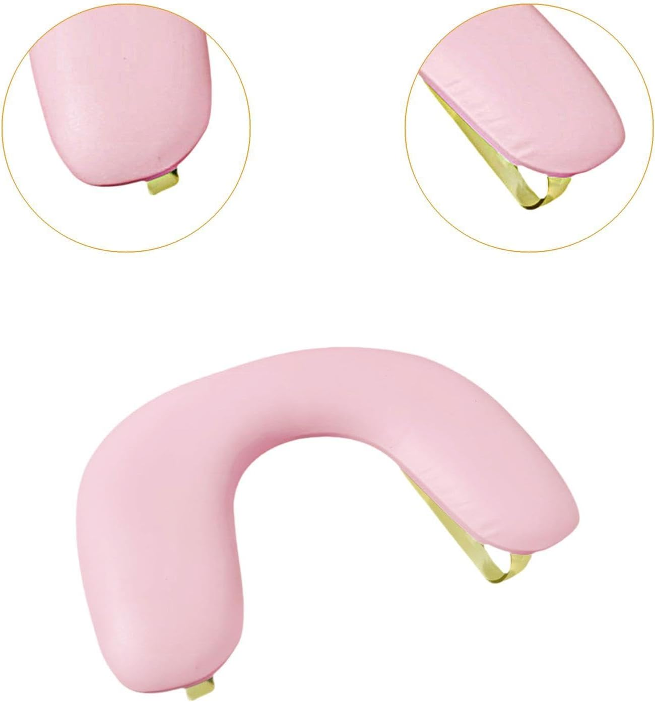 Perfk PU Leather U Shape Arm Rest Detachable Tilt Design Comfortable Portable Non Slip for Table Nails Tech Salon Use Acrylic Nails, Pink image number 5