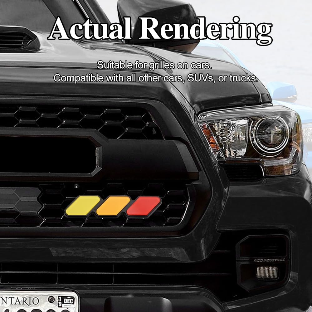 TRD 3-Color Upgrade Emblem, Grille Insert Trims, Tri-Color Badge Car Decoration Accessories Fit for Tacoma 4Runner Tundra Sequoia Rav4 Highlander (Yellow Orange Red) - Grey White image number 2