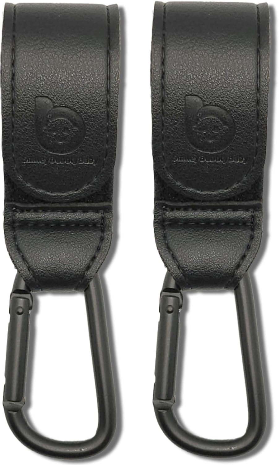 Universal Stroller Clips X2| Soft Vegan Leather Pram Hooks| Hang Your Shopping, Handbag and Baby Diaper Bags| (Grey)
