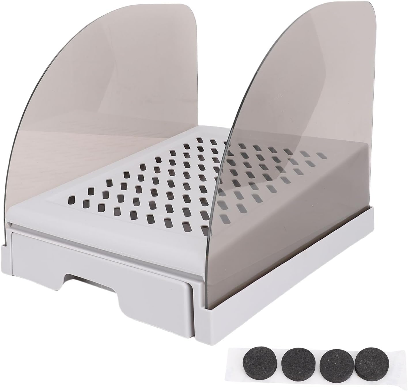 Cat Litter Box Ramp, Adjustable Height Litter Box Step Tool with Drawer and Baffles, anti Tracking and Easy to Clean, Elevated Stairs Easy Entry for Small Elderly Cats (Grey) - White image number 6