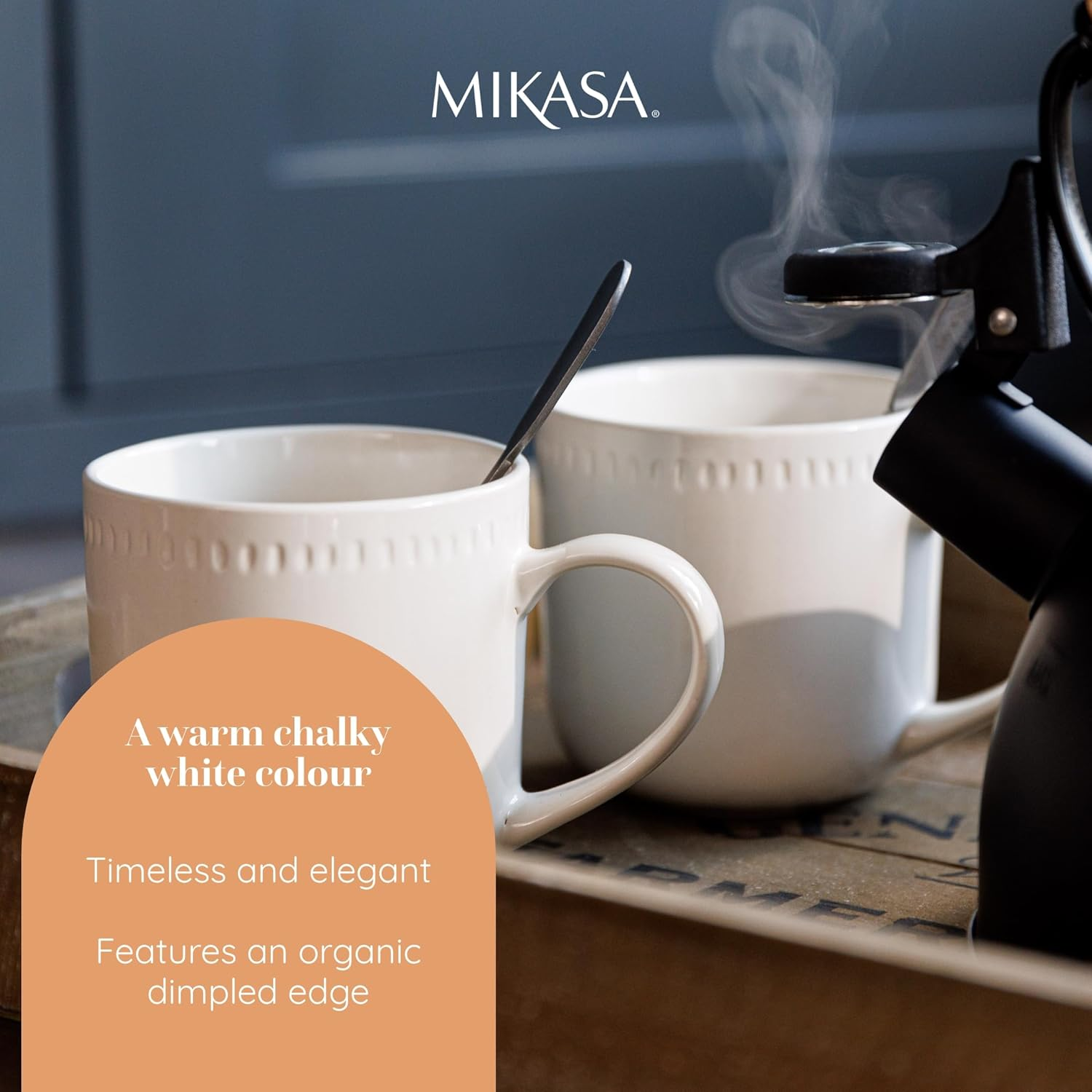 Mikasa Cranborne Stoneware Mug Set, Cream, 320 Ml Capacity (4 Pieces) image number 3