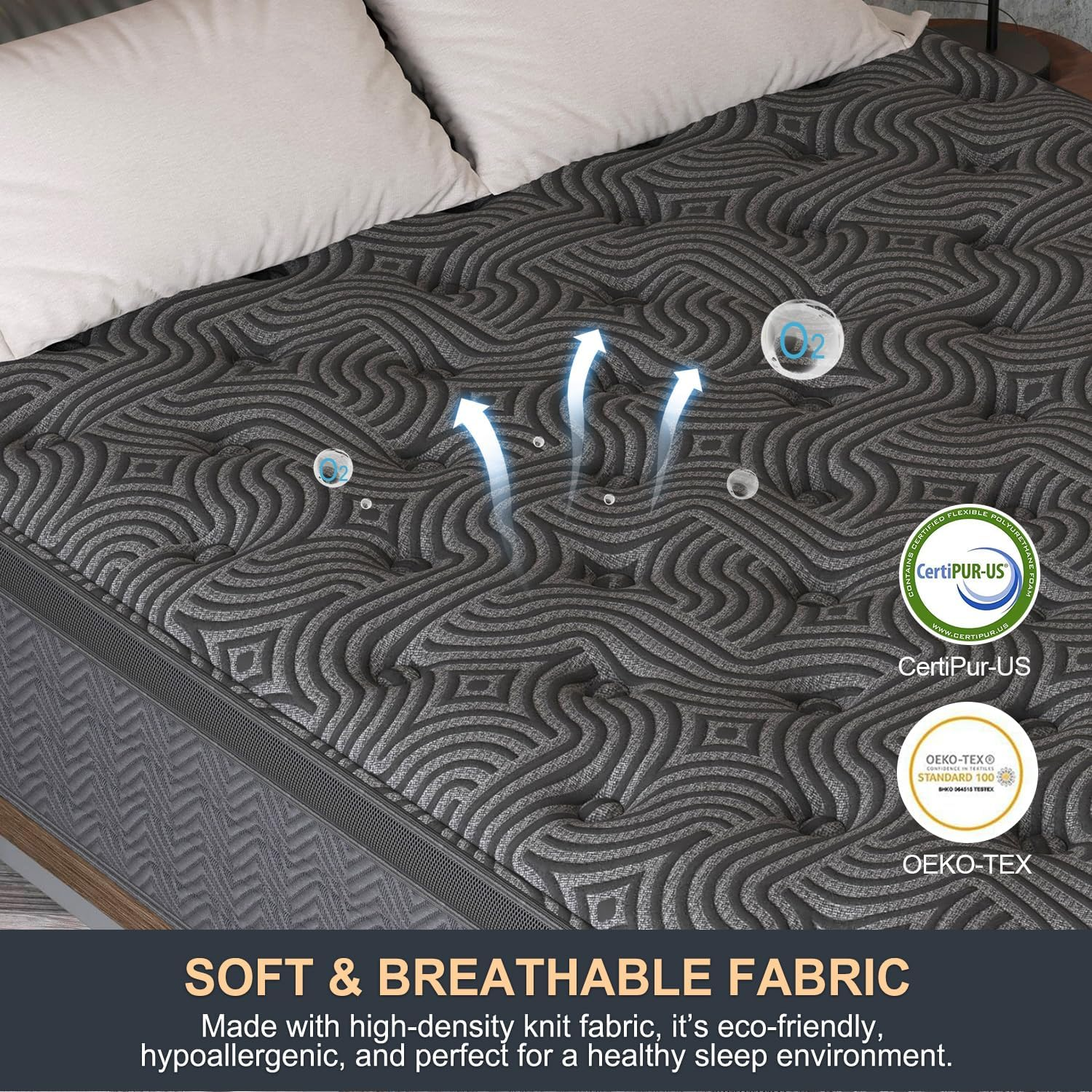 VISCOUNTESS King Single Mattress, Medium Mattresses Euro Top for Back & Lumbar Support, Individual Pocket Spring Bed for Motion Isolation & Pressure Relief with 4 Handles