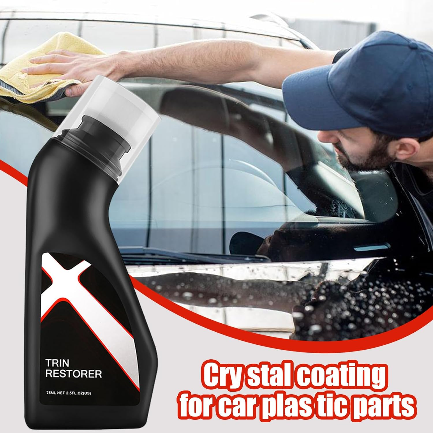 Black Trim Restorer - Car Interior Cleaner - 75ML Anti-Uv Automotive Interior Cleaner for Coating Stain Removal Leather Care Vehicle Armrest Seat image number 2
