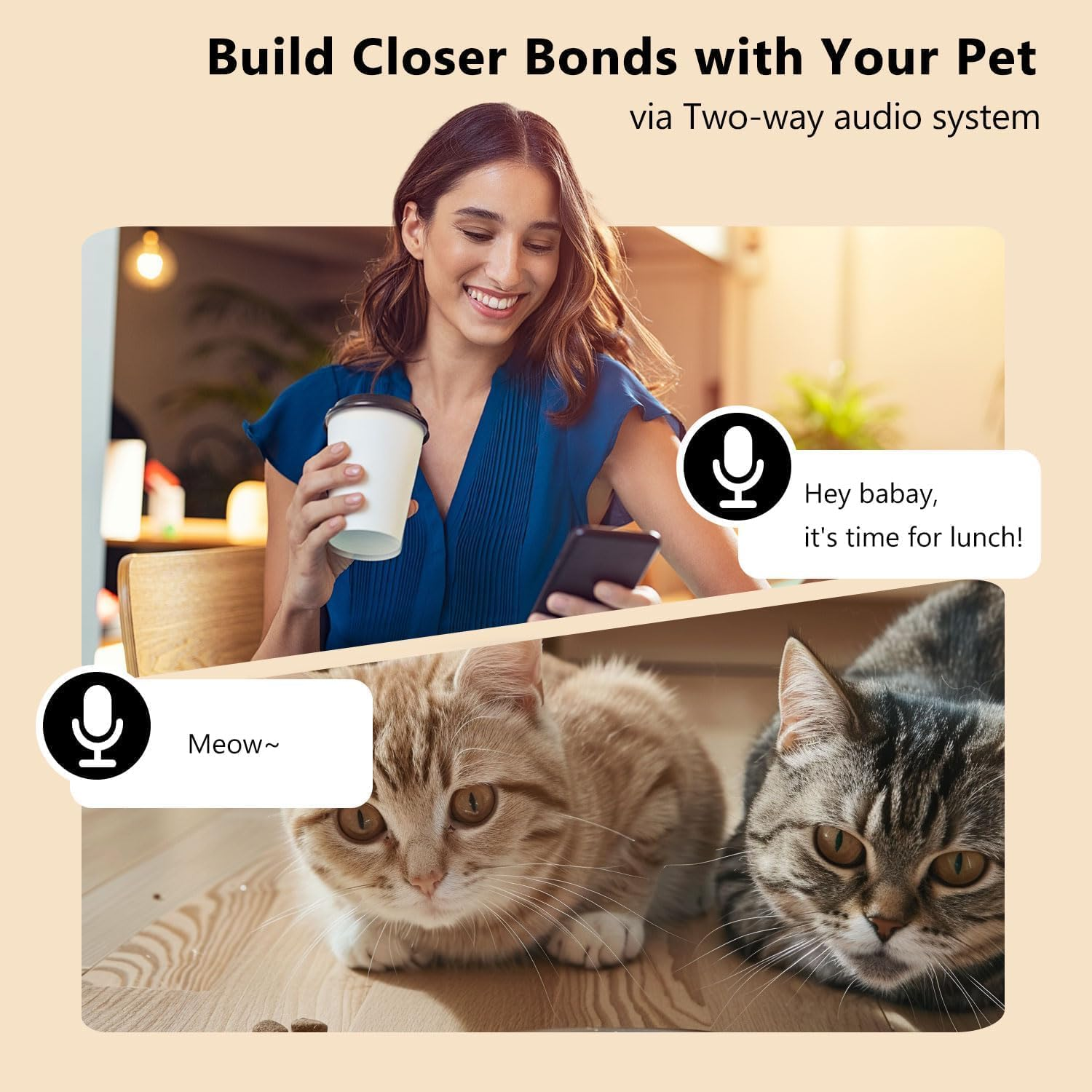 Automatic Cat Feeder with Camera, 1080P Live Video with Night Vision, 5L Cat Food Dispenser for Remote Feeding, 2-Way Audio, Smart Pet Feeder for Cats and Dogs with App Control image number 6