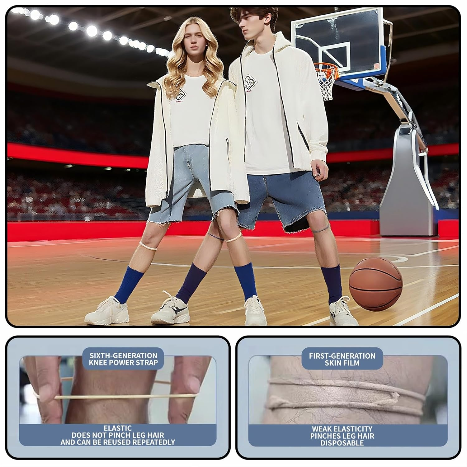 4 Pack Patella Knee Straps for Pain Relief，Knee Support Brace with Silicone Stabilizer，Elastic Patella Band for Running, Basketball, Hiking, Sports