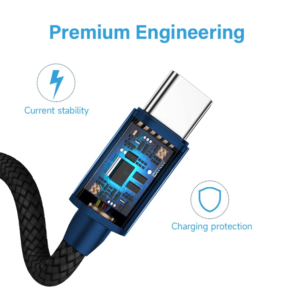 Nokia Pro Cable P8200A Braided USB C Cable, Type a to USB C Fast Charger [Thickened Copper Core] [Real 6A High Current] Fast Charge Cord for Samsung, Nokia Switch and All Type C Devices-Blue image number 5