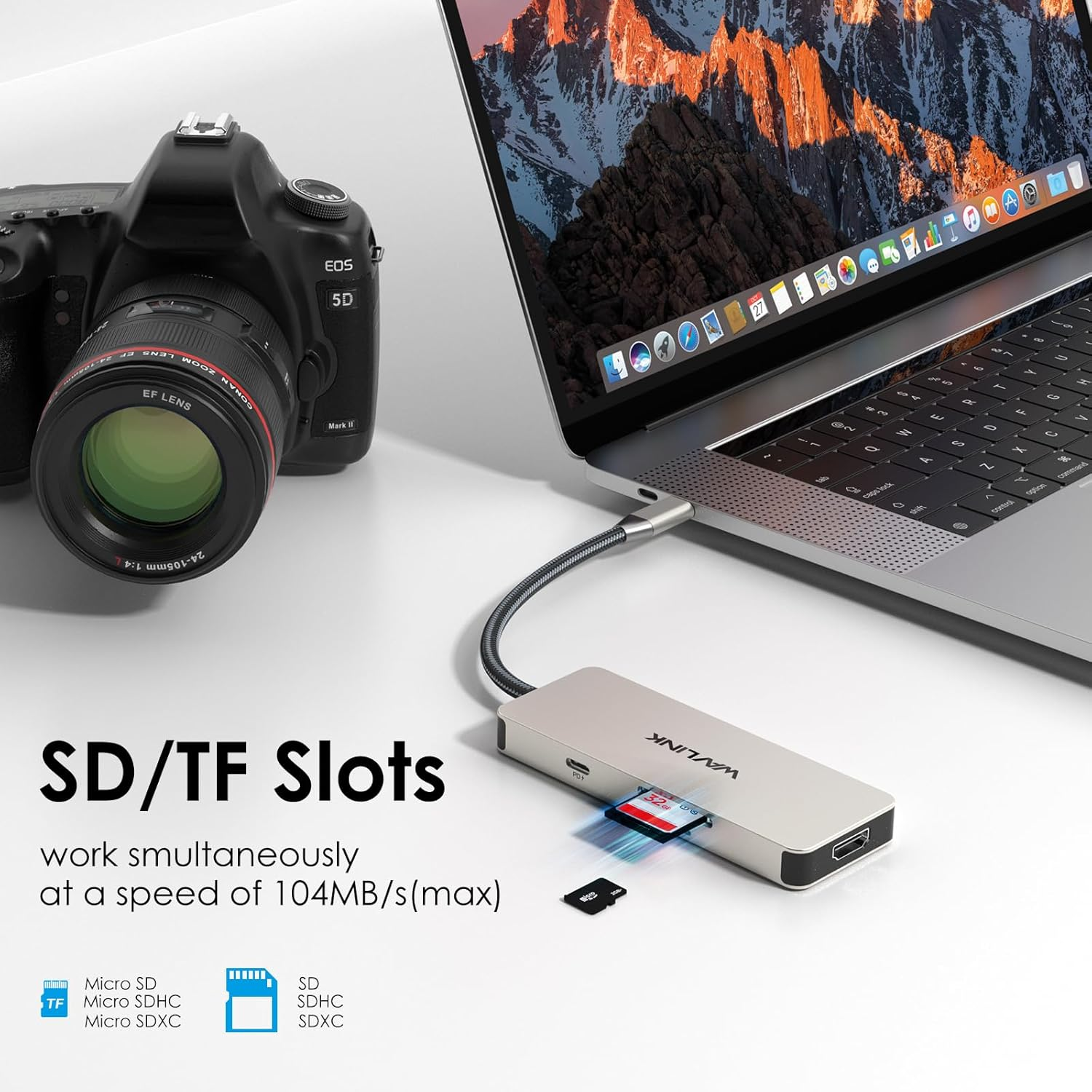 WAVLINK USB C Docking Station, USB-C to HDMI Adapter with 4K HDMI, 100W PD, 3X USB3.1, SD/TF Card Reader, USB Type C Hub Dongle for Macbook Pro/Air, Ipad Pro, Surface, XPS, Thunderbolt 3/4 Laptops image number 5