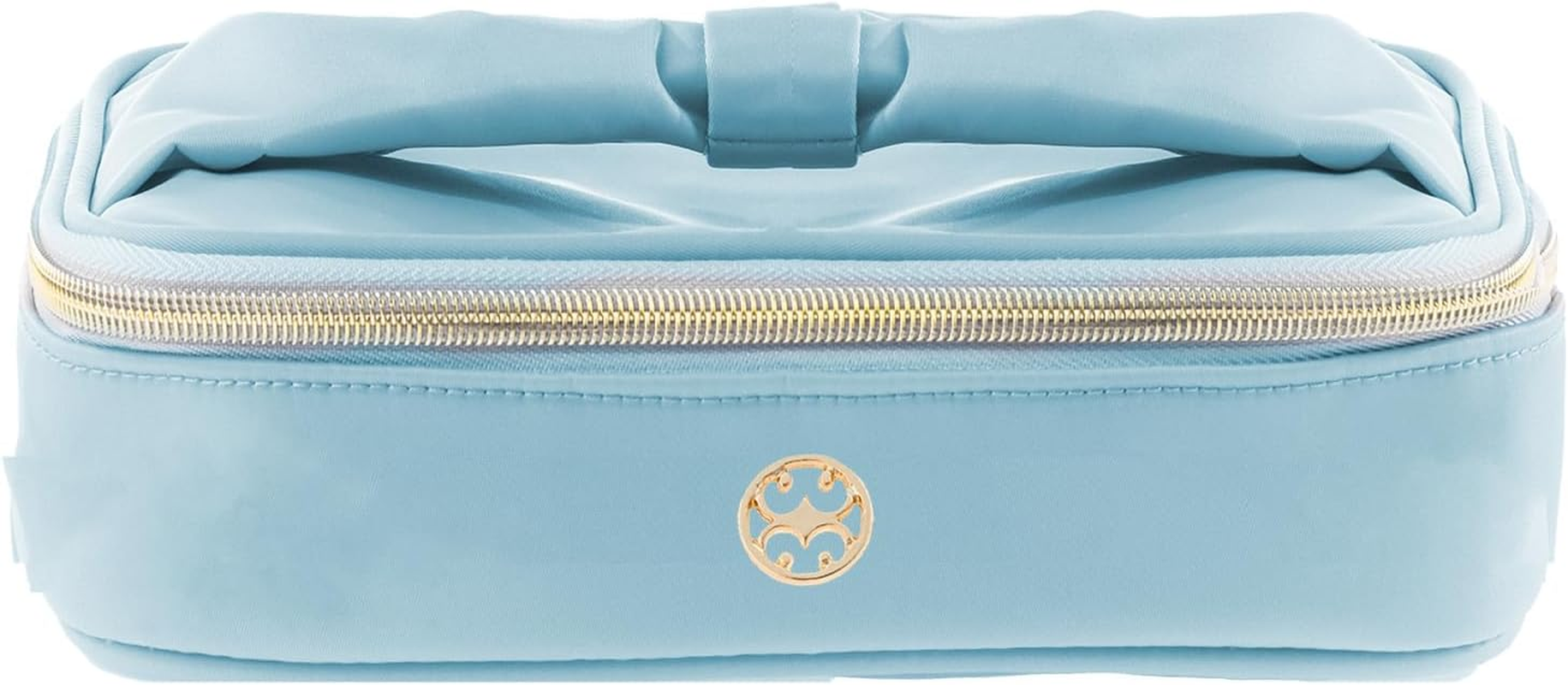 Mary Square 9 X 3 Inch Nylon and Polyester Mini Cosmetic Bag with Gold Tone Accents, Blue, 9 X 3 Inch, Pretty Please