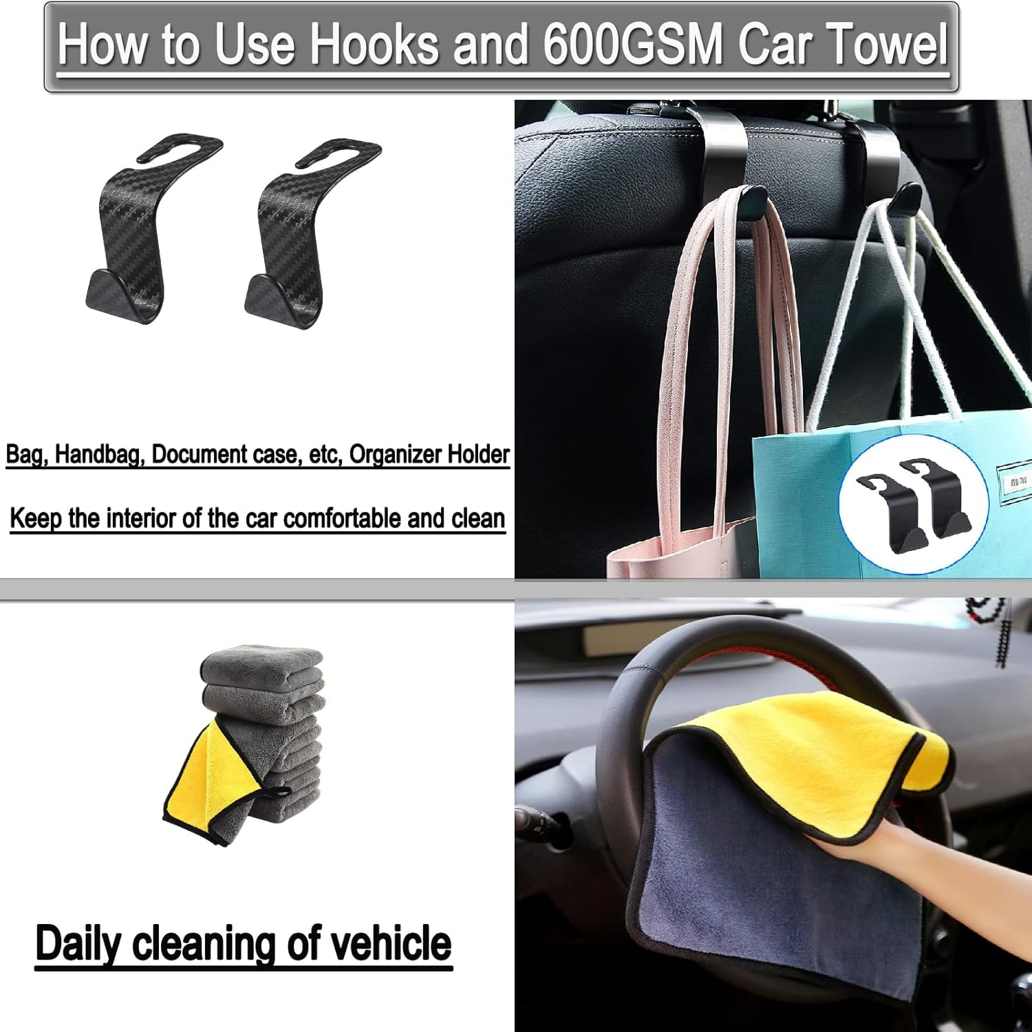 Car Trash Can with Lid, Hanging Mini Vehicle Trash Bin with 105 Car Trash Bags and 2 Car Hooks, Car Dustbin Garbage Organizer, Automotive Garbage Can Bin Trash Container for Auto Cars, Home, Office image number 6