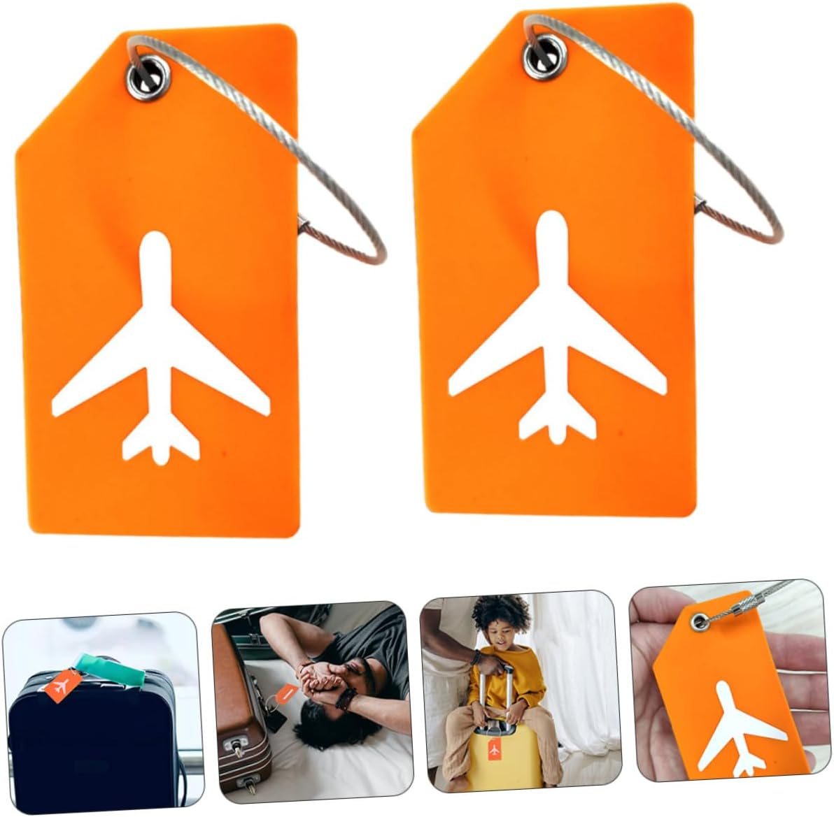 GAXIRE 2Pcs Rubber Luggage Tag Label with Address Card Holder Skid-Resistant Travel Suitcase Tags for Bags Backpacks Briefcases Random Colors Random Color image number 3