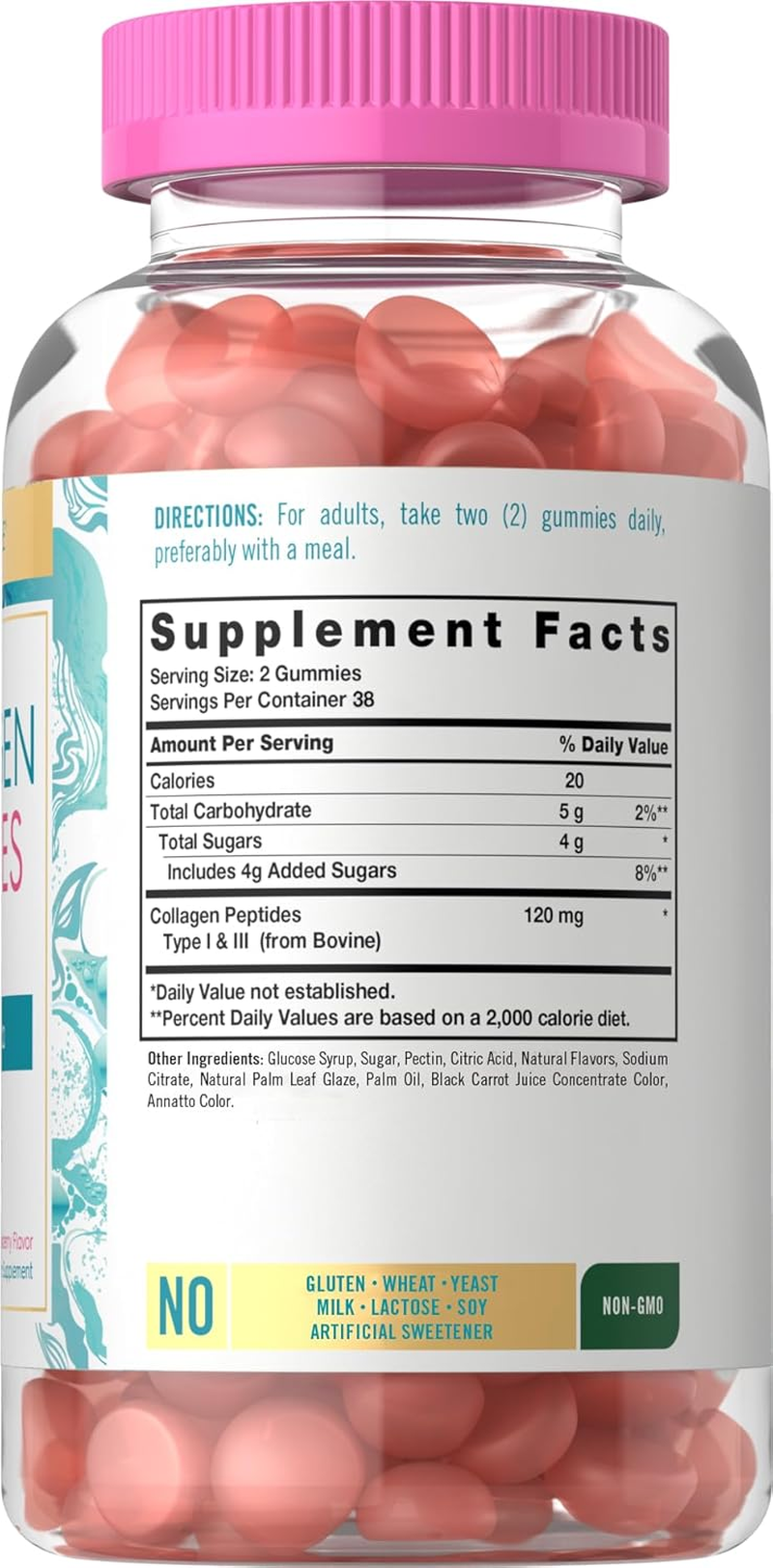 Carlyle Collagen Gummies | 180 Count | Type 1 & 3 | Strawberry Flavor Beauty Supplement | Hydrolyzed Collagen for Women & Men | Non-Gmo, Gluten Free image number 4