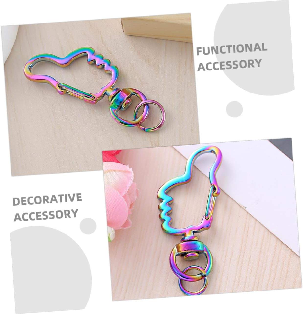 Gogogmee Cute Metal Thumb Keychain 30Pcs Keychains Buckle Lanyard for Keys Purse Hardware image number 2