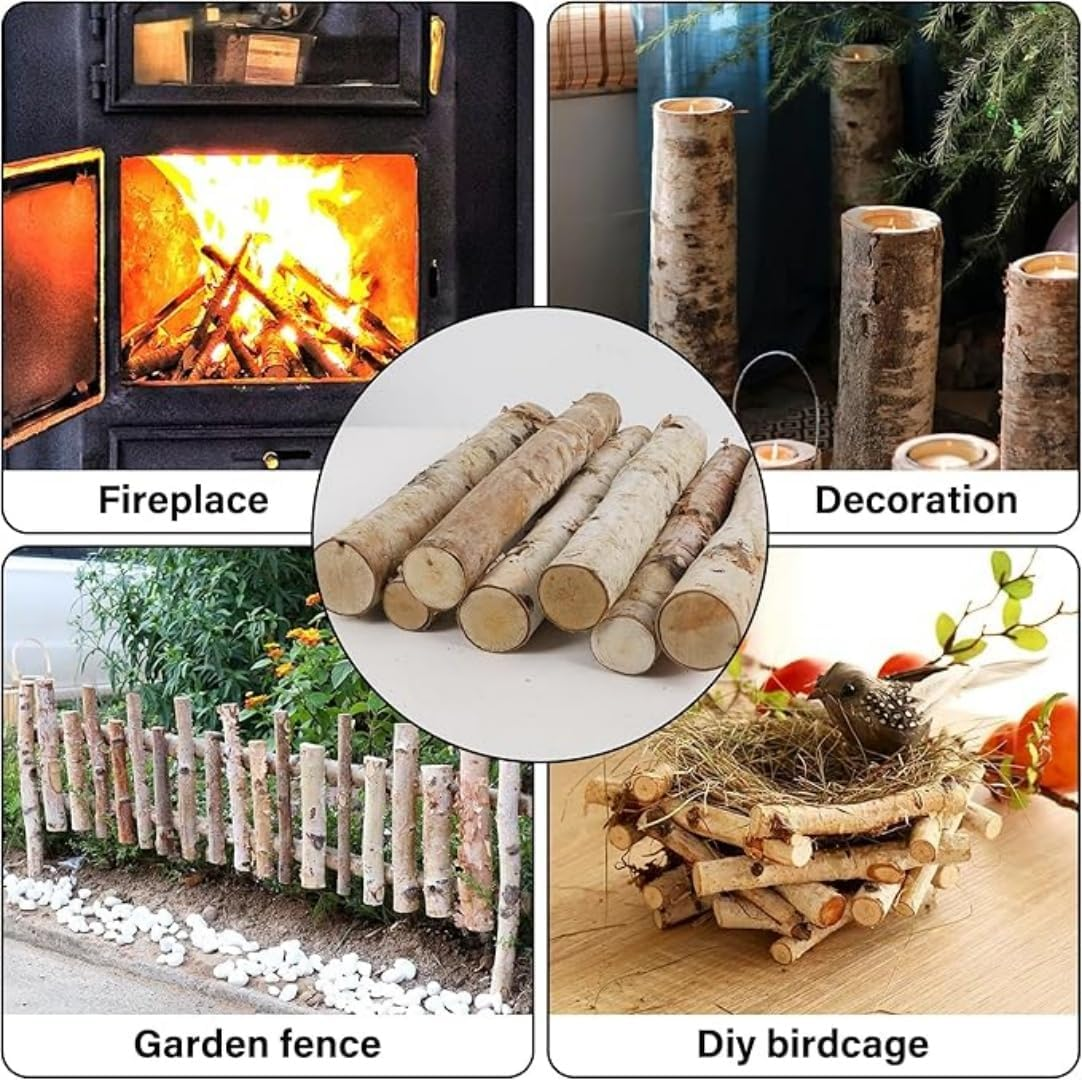 6Pack Birch Wood Logs Decorative Gas Fireplace Logs for Fireplaces D&eacute;cor Birch Poles Branches for DIY Crafts, Fire Wood for Fire Pit,Rustic Wood Decor Indoor/Outdoor(2.3"-3.2" Dia. X 16.5" Length) image number 5