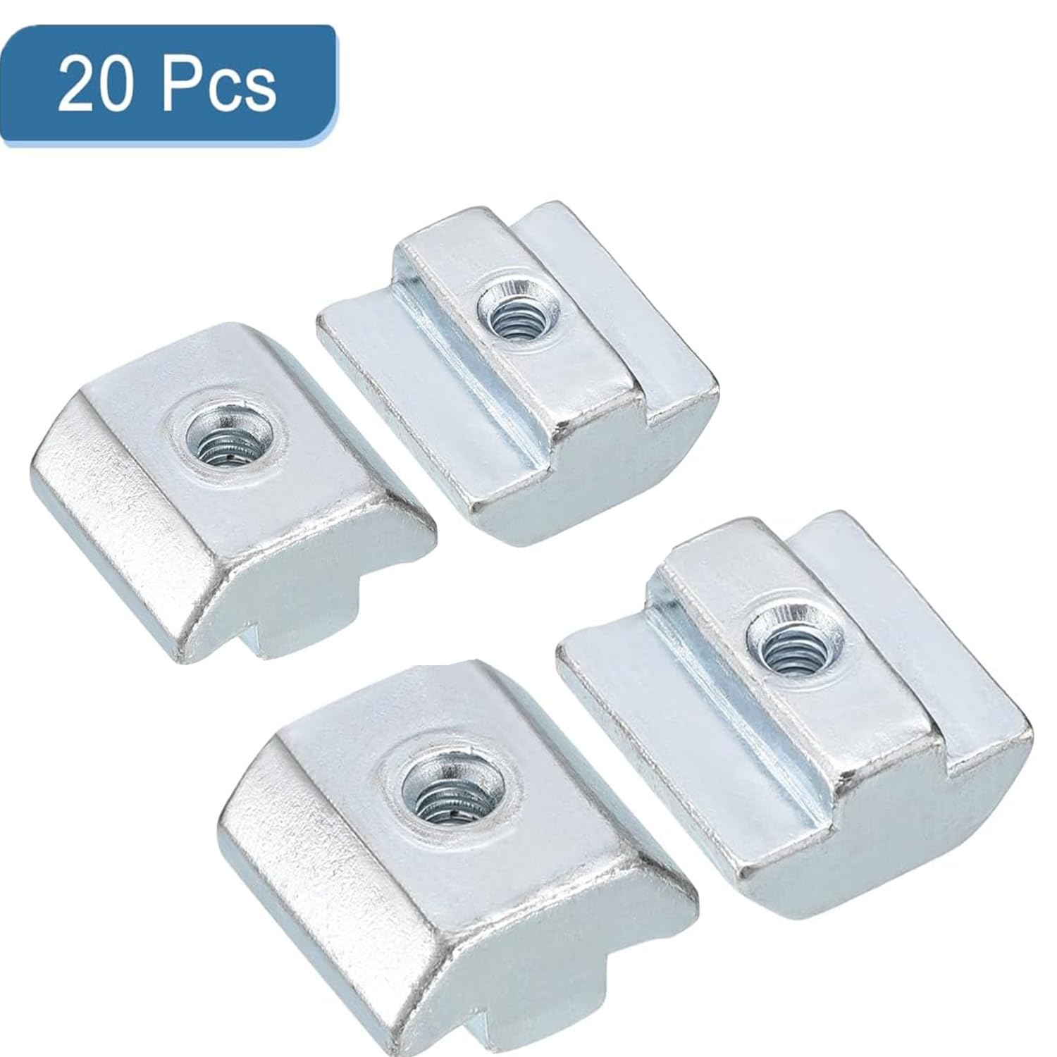 MEZOKUCEL 20Pcs - Nickel Plated Carbon Steel T Slot Bolts, Hammer Head Fastener, Sliding T Nuts for T-Slot Aluminum Extrusion Profile Carbon Steel T Slot Nut for 3D Printer CNC Milling Machine (M8) image number 3