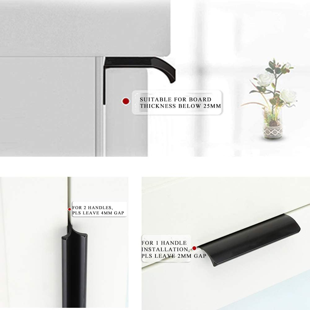 10 Pack Modern Style Finger Edge Pull Furniture Drawerhandles Hidden Cabinet Kitchen Drawer Handles Knobs, Brass, 150Mm image number 3