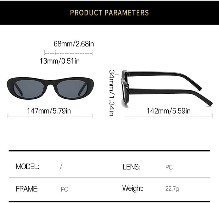 Trendy Cat Eye Black Sunglasses Women Narrow Frame Rectangle Shades Small Eyewear Men Sun Glasses Female Male Uv400(Black Tea) image number 1