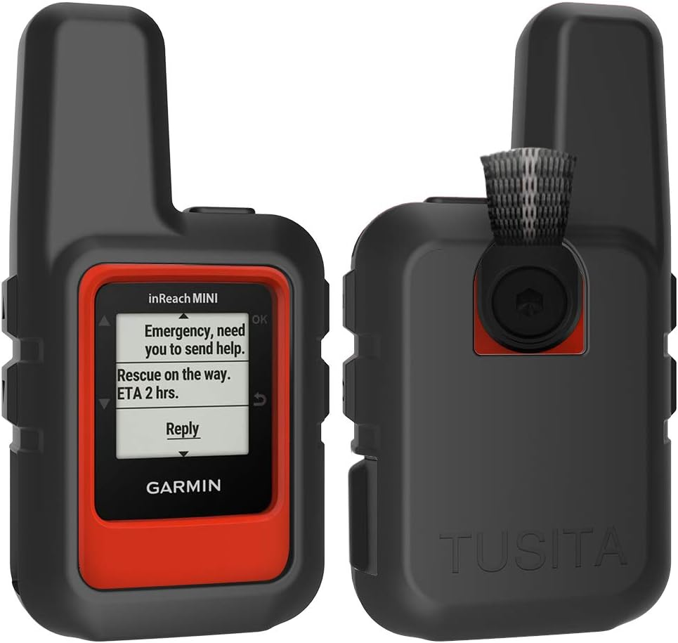 TUSITA Case with Screen Protector for Garmin Inreach Mini GPS - Silicone Protective Cover Skin - Handheld Satellite Communicator Accessories (Black)
