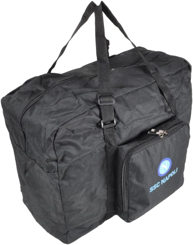 100% PL Enzo Castellano SSC NAPOLI 121854 Black Travel Bag with Logo Print, Black, Duffel Bag image number 3