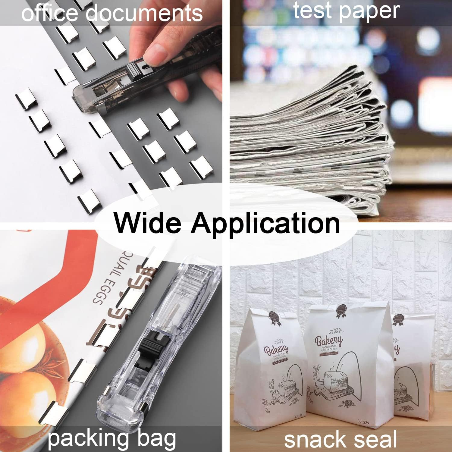 DSBGKJI 2 Pcs Handheld Reusable Creative Stapler Push Stapler Clips Paper Clamp Dispenser 40 Sheet Capacity with 100 Stainless Steel Refill Binder Clips for Office Document School Supplies - 2 Black image number 3