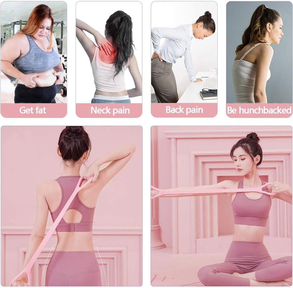 Figure 8 Resistance Band for Women, Elastic Chest Expander Stretch Band, Open Back Tension Rope, Home Fitness Yoga Pull Rope for Back, Shoulder and Arm Training image number 4