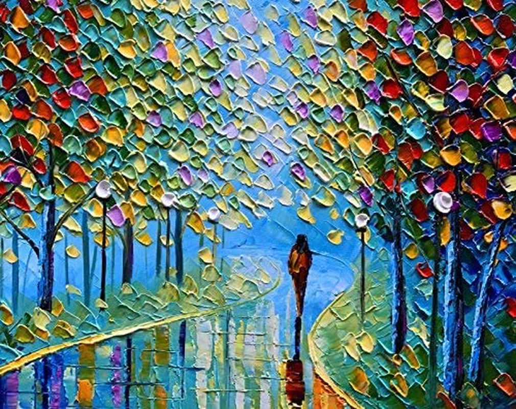 Landscape Oil Painting on Canvas Textured Tree Abstract Contemporary Art Wall Paintings Handmade Painting Home Office Decorations Canvas Wall Art Painting 24X36Inch image number 4