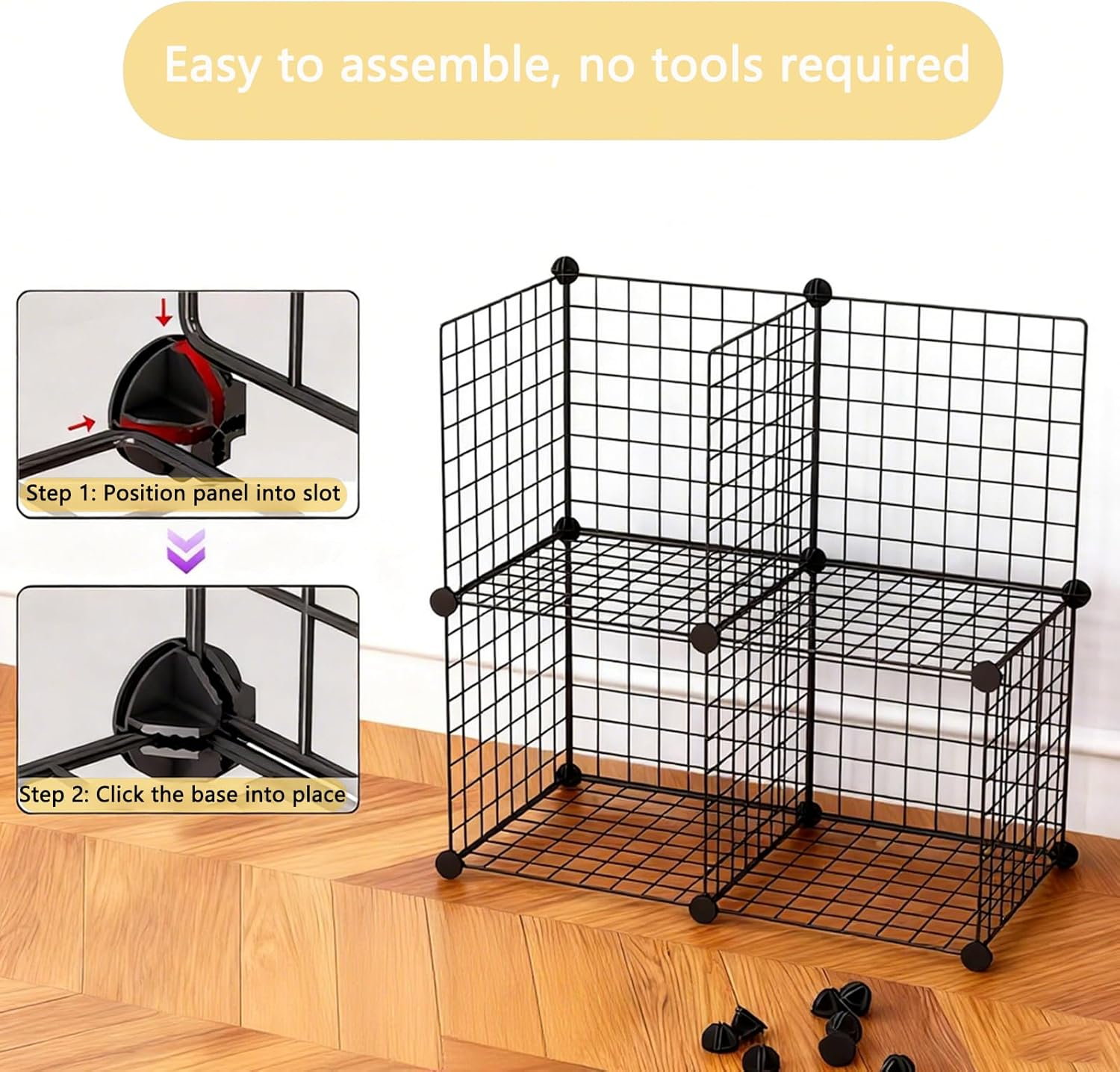 2-Tier Cat Cage, DIY Metal Wire Mesh Grid Density Detachable Pet Kennel Crate House for Small Animals, Kitty, Puppy, Rabbits Drying Box Dog Room image number 2