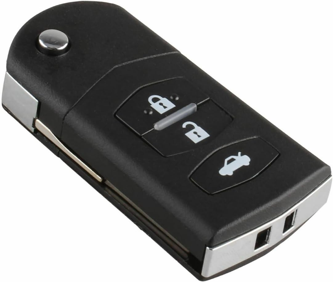 Remote Car Key Shell for Mazda 3 Flip Case Blank Enclosure Fob Direct Replacement 3B 3 Button Unlock Lock Trunk Uncut image number 4
