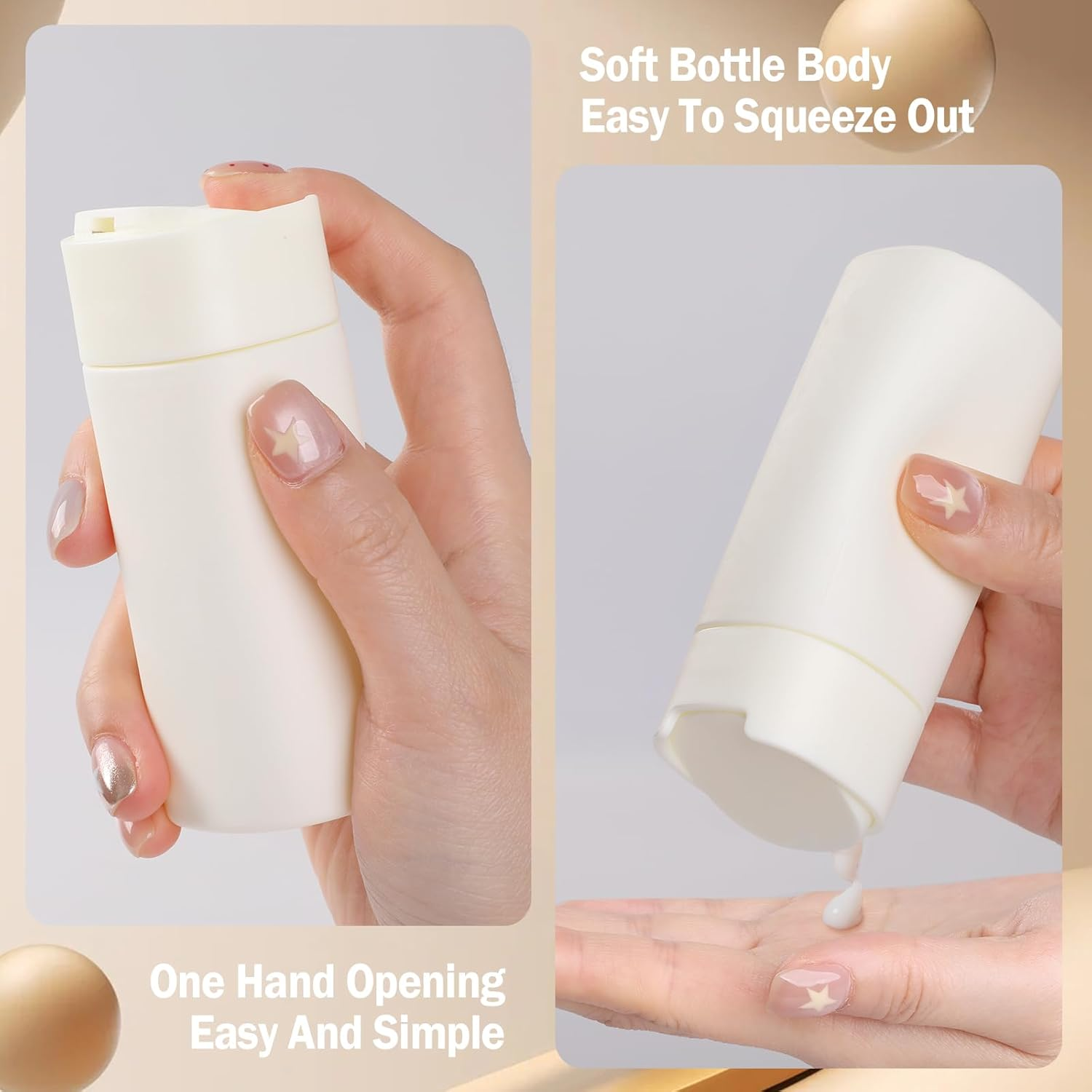 5Pcs Travel Bottles Set, Geeric Refillable Toiletry Bottle 50&mdash;100Ml TSA Approved Leak-Proof Small Cream Can Soft Bottle for Shampoo, Lotion,Cream+Waterproof Bag White - Gray image number 7