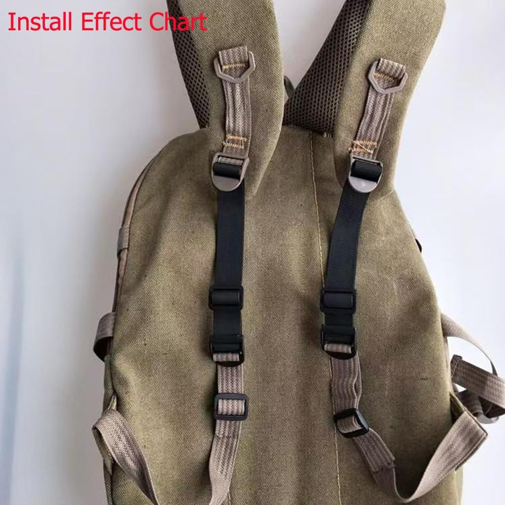 Dracra 4 Pack Backpack Extender Strap Extension Connector with Adjustable Buckles for Backpacks Shoulder Straps Travel Laptop Bags Bookbag Casual Daypacks, Black, Adjustable Size: 10 Cm -22 Cm (3.93 image number 6