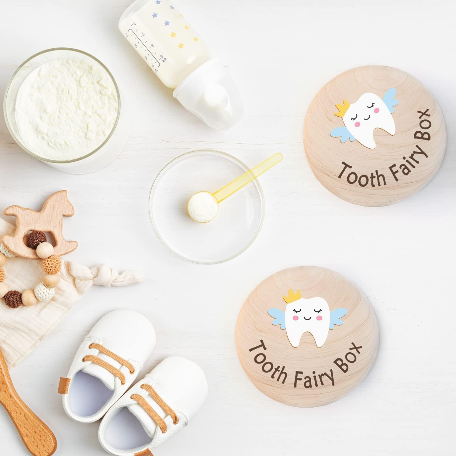 1PCS Tooth Fairy Box,3D Carved Wooden Tooth Holder,Cute Tooth Holder Tooth Storage Box for Boys Girls