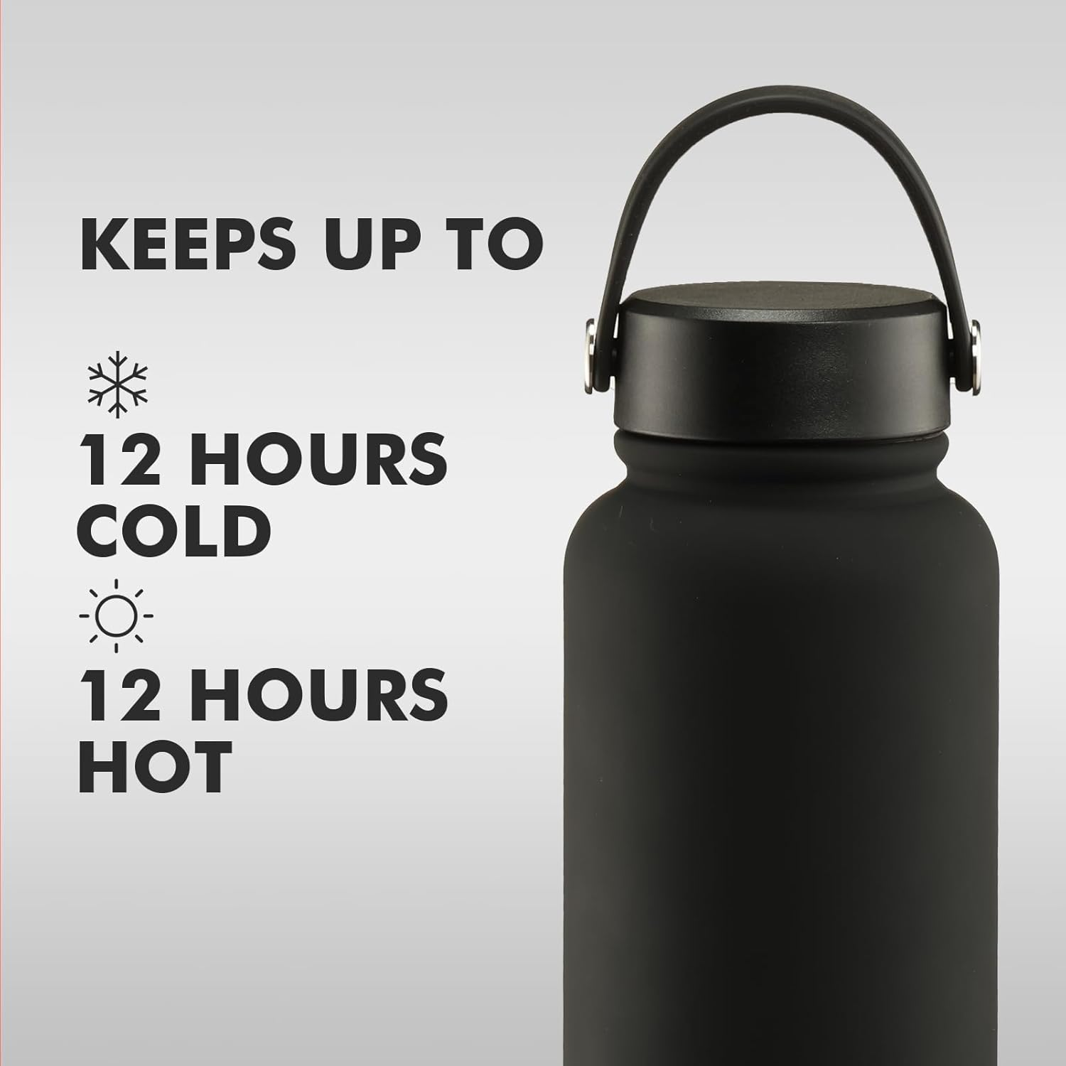 OKAM 950Ml Insulated Water Bottle - Stainless Steel Double Wall Waterbottle, Black, Vacuum Insulated, Bpa-Free, Leak-Proof Lid, Hot/Cold 12Hrs, Wide Mouth -Gym, Outdoor, Office Drink Bottles Insulated image number 5