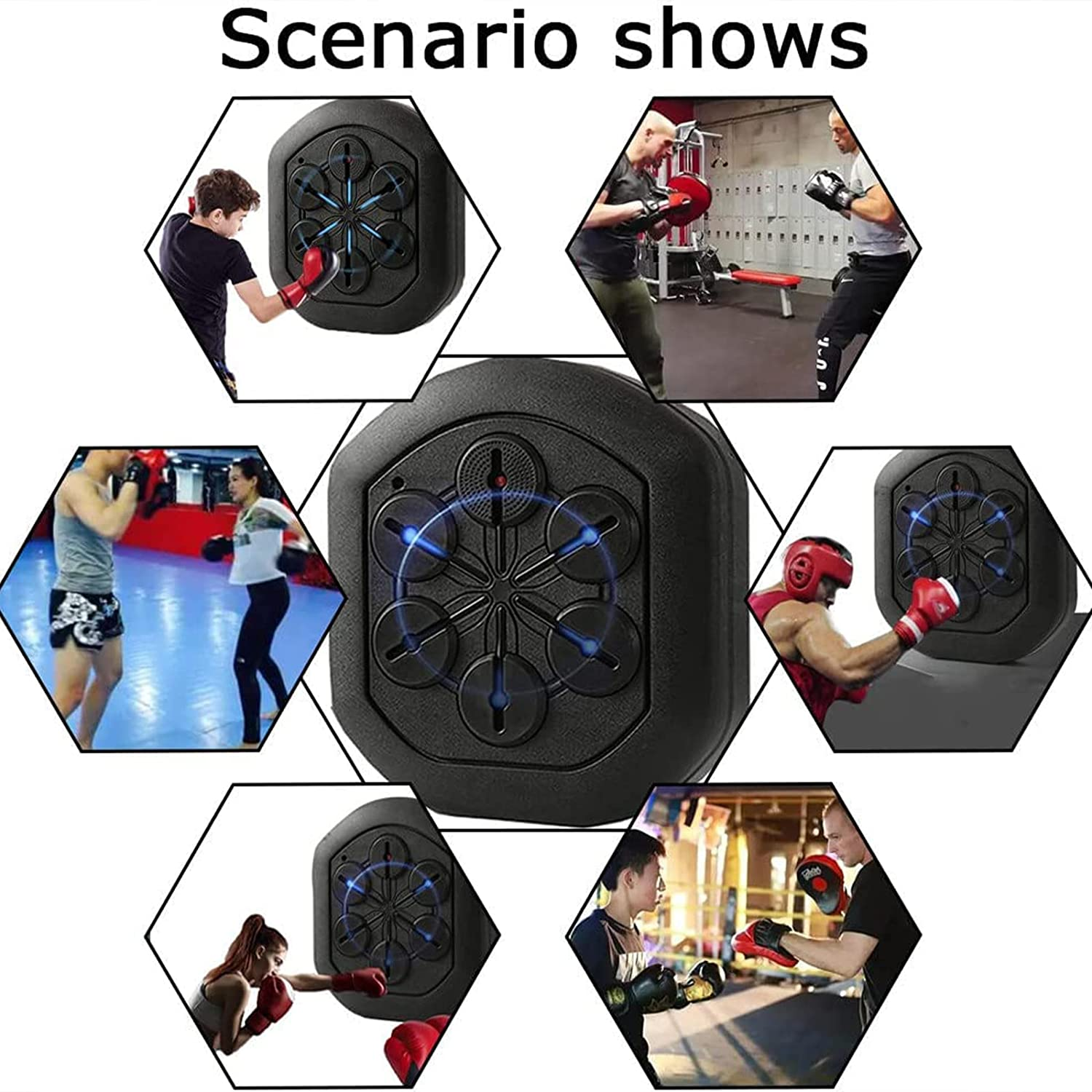 Smart Boxing Machine Wall Mounted with Music Light and Gloves - Indoor Training Equipment for Children, Youth and Adults