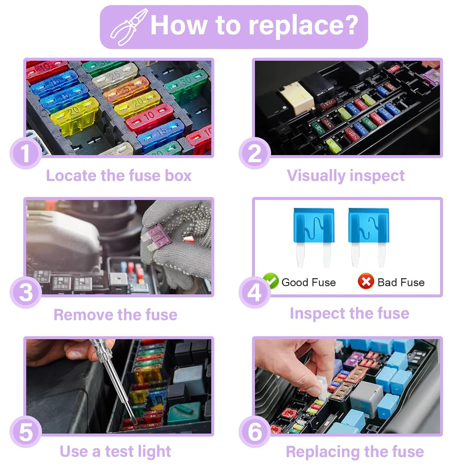 100 Pcs Auto Car Mini Blade Fuses Assortment Kit,Professional Blade Fuses Automotive(2A/3A/5A/7.5A/10A/15A/20A/25A/30A/35A)(With Puller Tool) for Car/Motorcycle/Rv/Truck/Suv/Boat Fuse Replacement