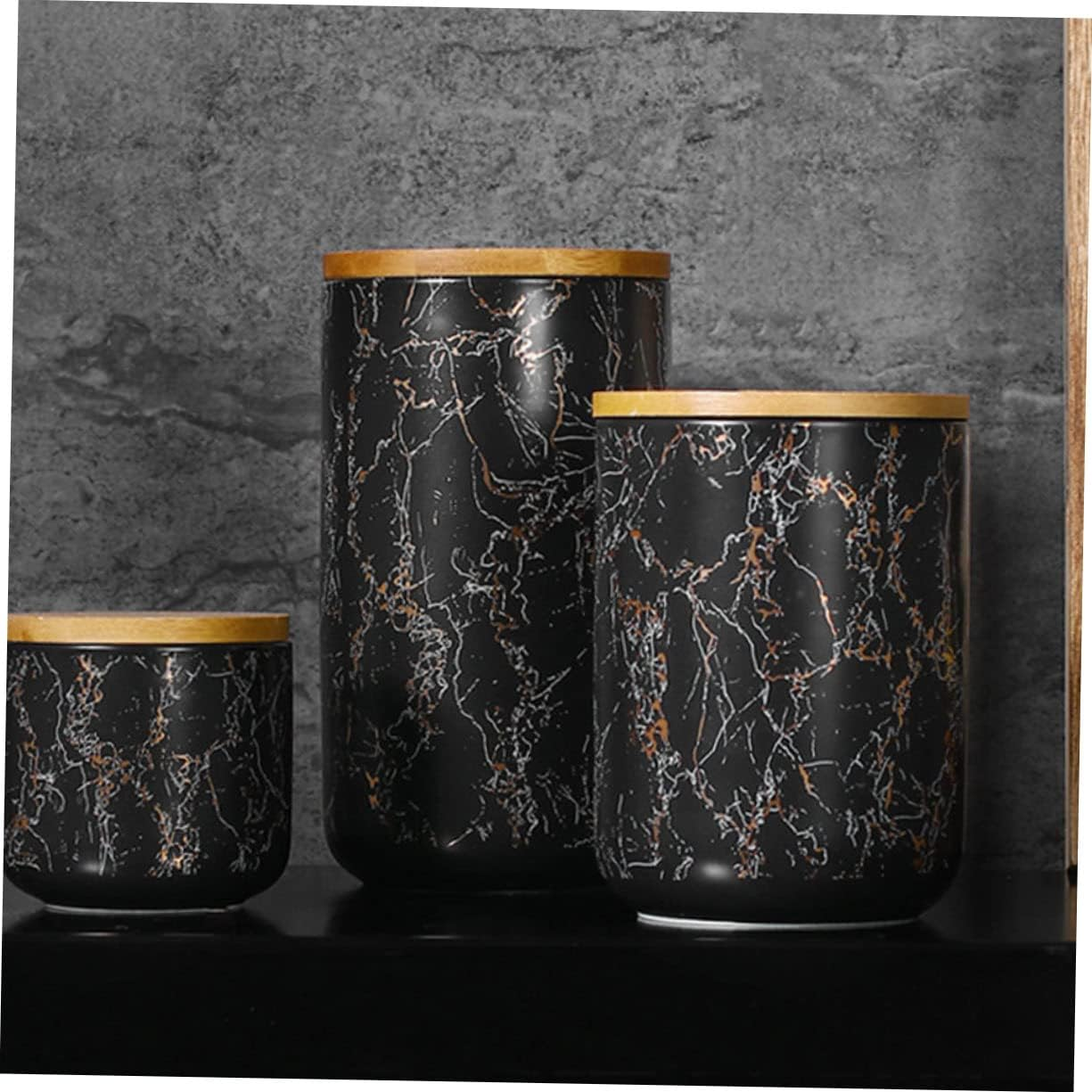 FELTECHELECTR 1Pc Marble Sealed Storage Jar Lid for Kitchen Elegant Candy Snack Container for Dried Fruits Coarse Grains Practical Home Organization