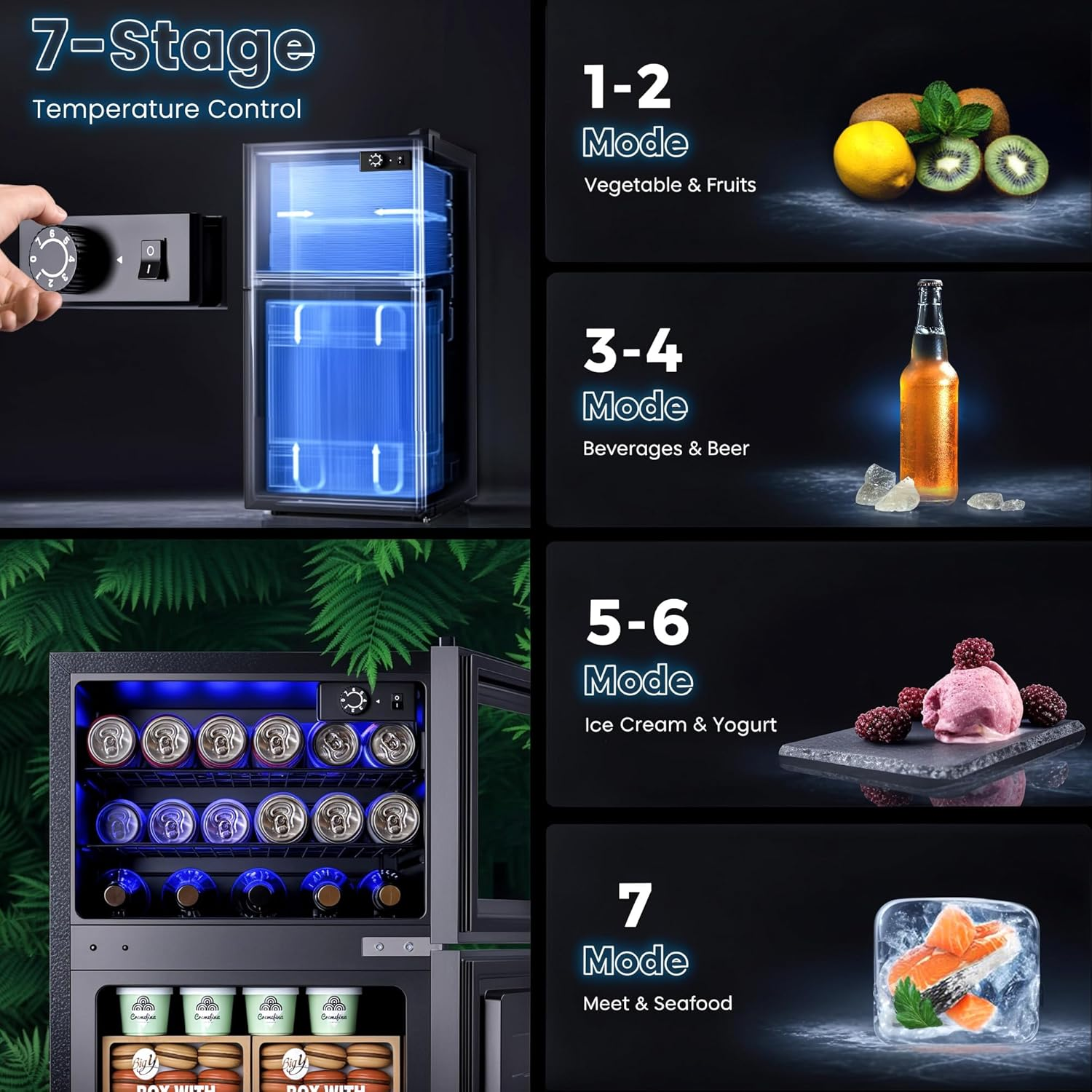 Advwin 80L Refrigerator with Freezer,2-Door Mini Fridge,Compact Drink Chiller with 7-Level Temperature Control 38Db Low Noise Reversible Door,Wine Cooler for Dorm,Kitchen, Bedroom, Office Use image number 6