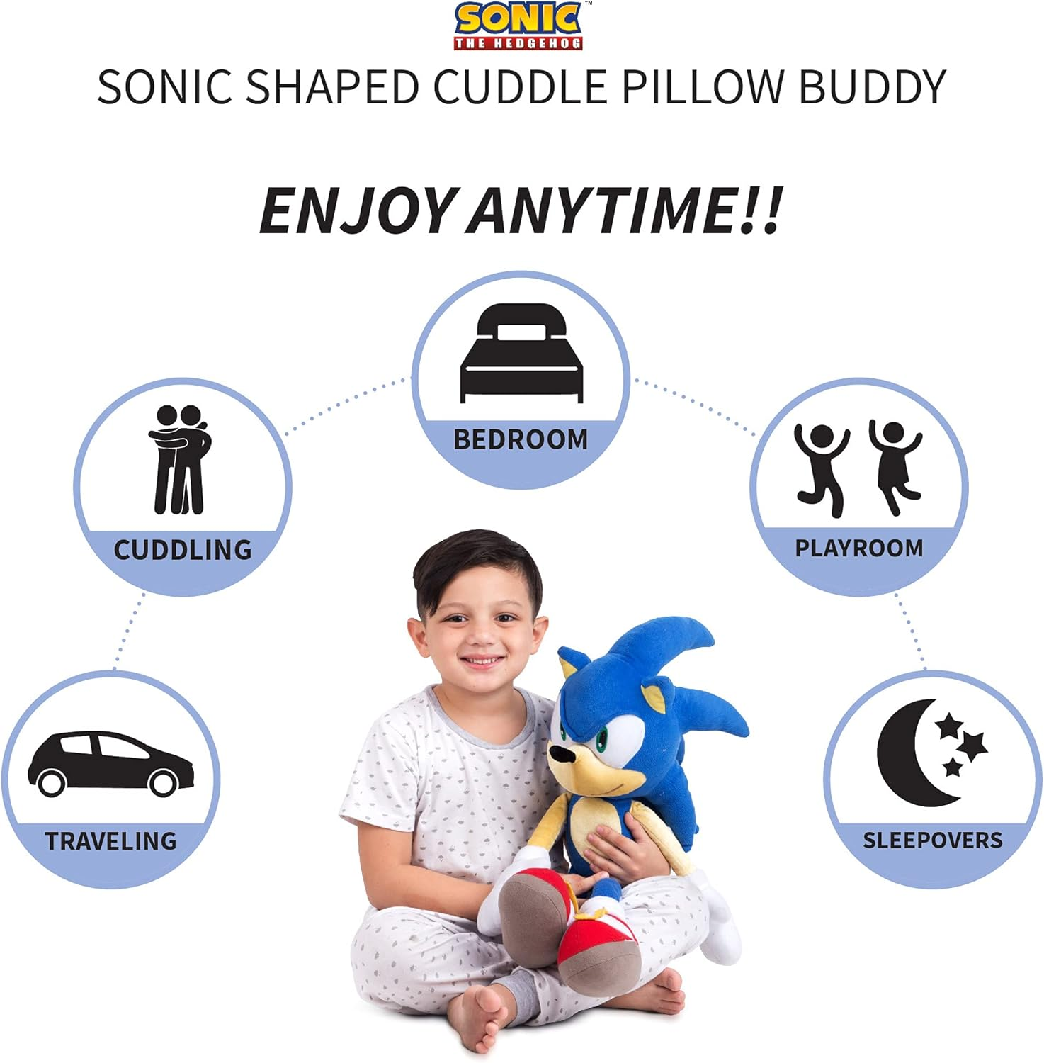 Franco Kids Bedding Super Soft Plush Cuddle Pillow Buddy, One Size, Sonic the Hedgehog image number 3