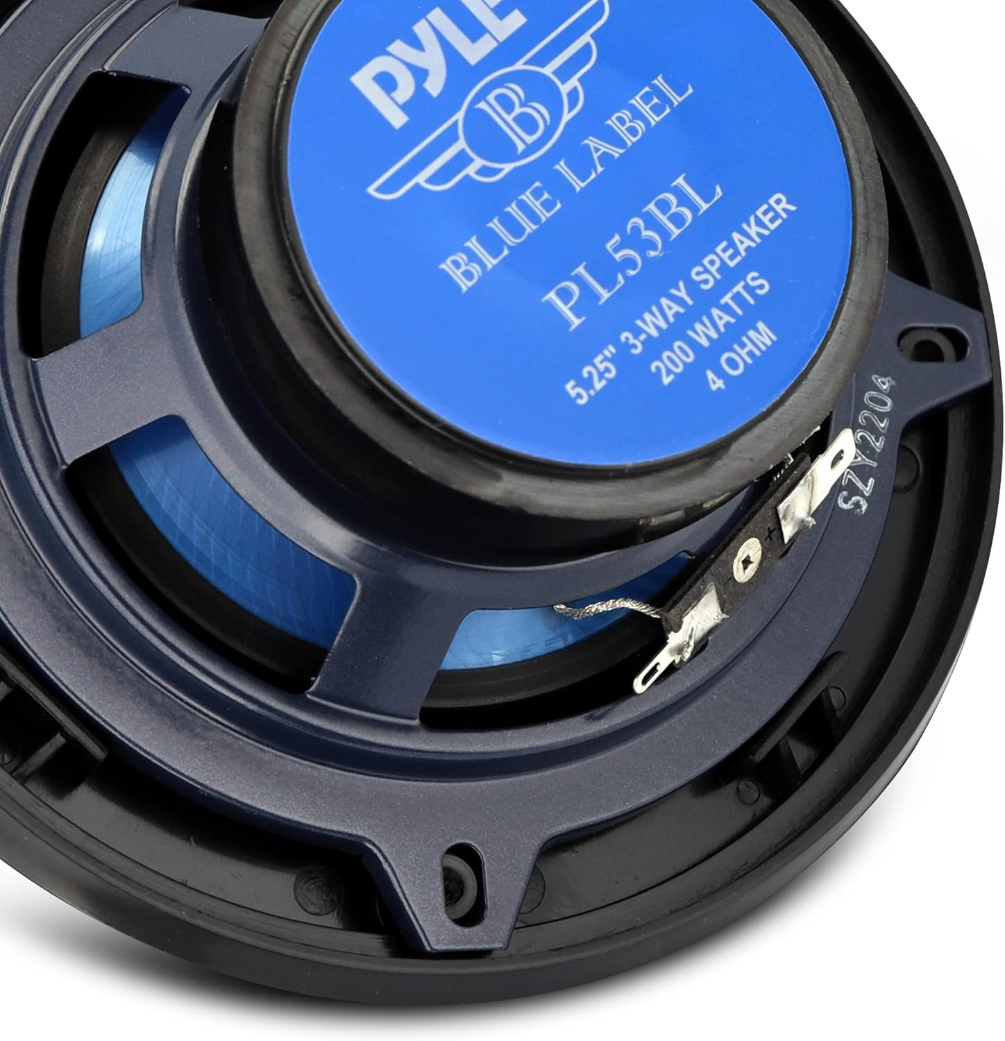 Pyle 5.25&rdquo; Car Sound Speaker (Pair) - Upgraded Blue Poly Injection Cone 3-Way 200 Watt Peak W/Non-Fatiguing Butyl Rubber Surround 100-20Khz Frequency Response 4 Ohm & 1" ASV Voice Coil