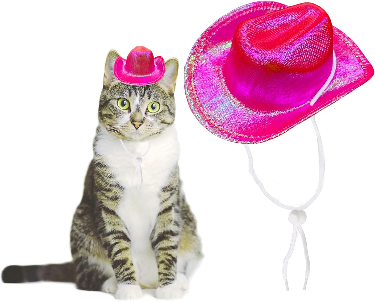 Dog and Cat Cowboy Hat, Pet Costume, Mini Hat for Halloween Party Decoration (Rose Red-Style2, Small) image number 6