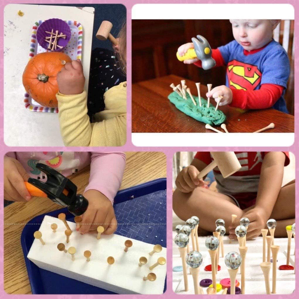 Hammering and Pounding Toys for Kids Include 1 Wood Hammer and 30 Bamboo Nails Improve Fine Motor Skills Friendly Natural Wooden Educational Montessori Toy for Childs DIY Birthday Gift for 4+ image number 6