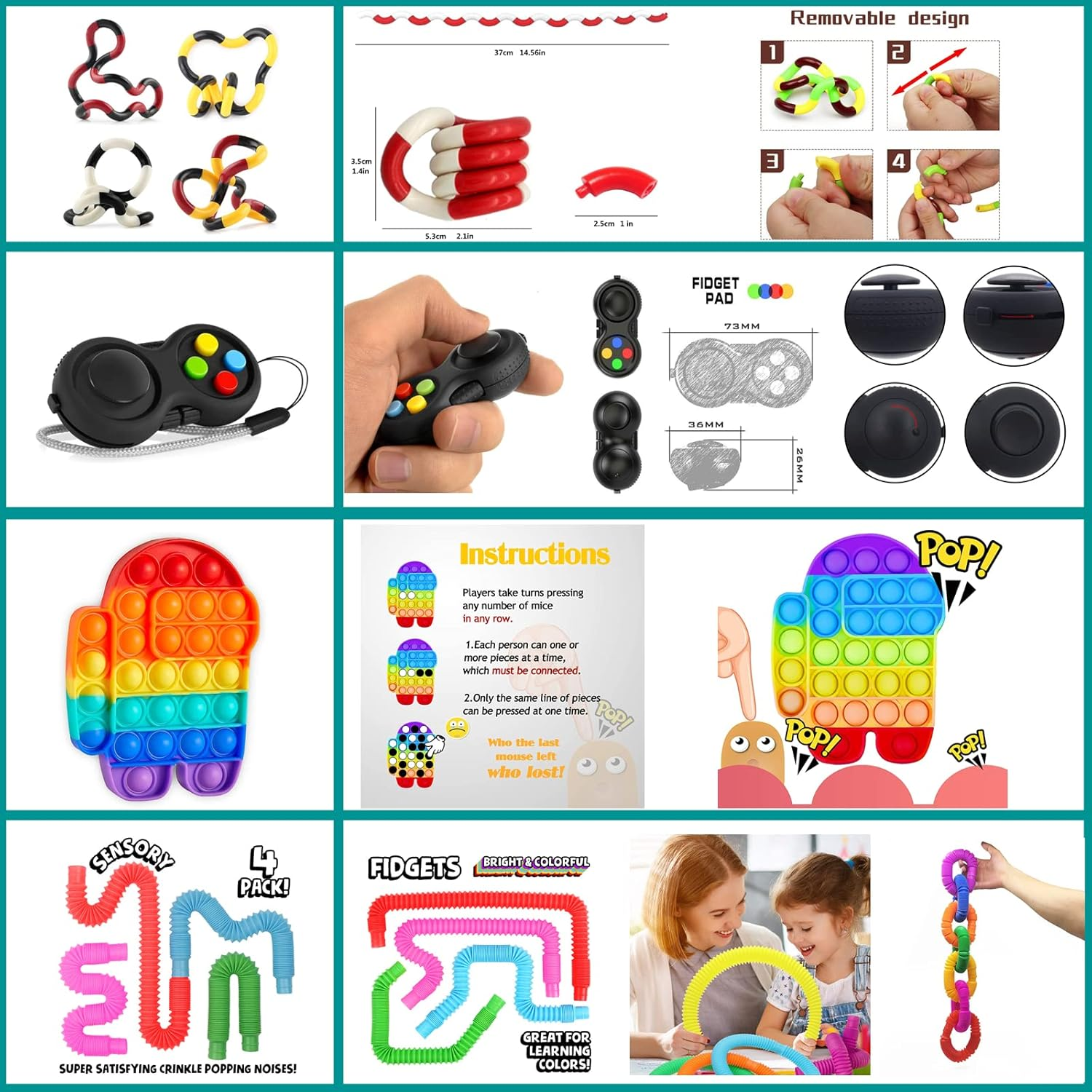 Bestek 35Pcs Sensory Fidget Toys Set for Boys Girls,Anxiety Relief Sensory Toy Pack for Autism Kids Birthday Party Favors, Bag Fillers Christmas Gifts image number 6