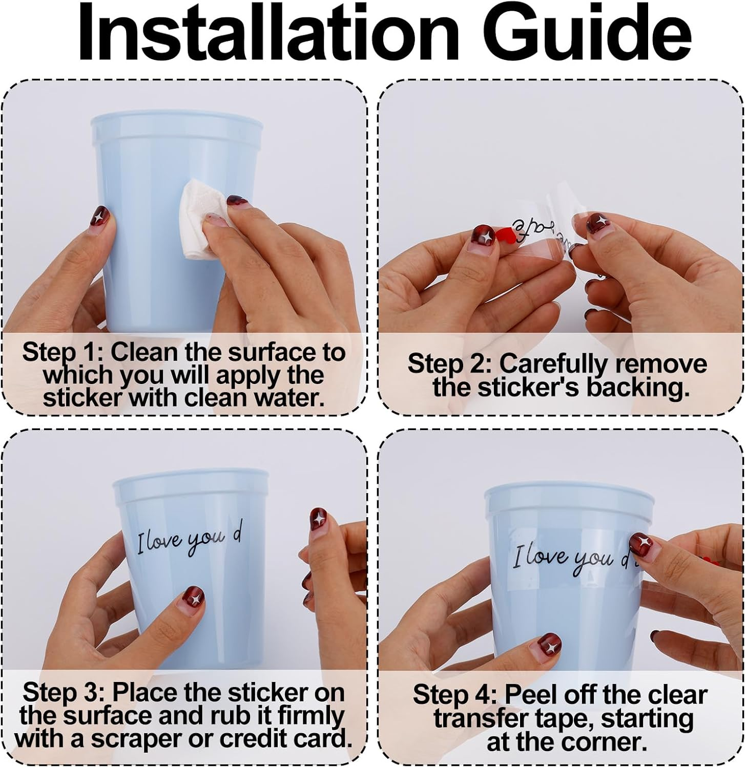 3Pcs I Love You Drive Safe Mirror Sticker, Car Rearview Mirror Decal Safe Driving Stickers Funny Auto Vinyl Window Decals for Men Women (Black) image number 1