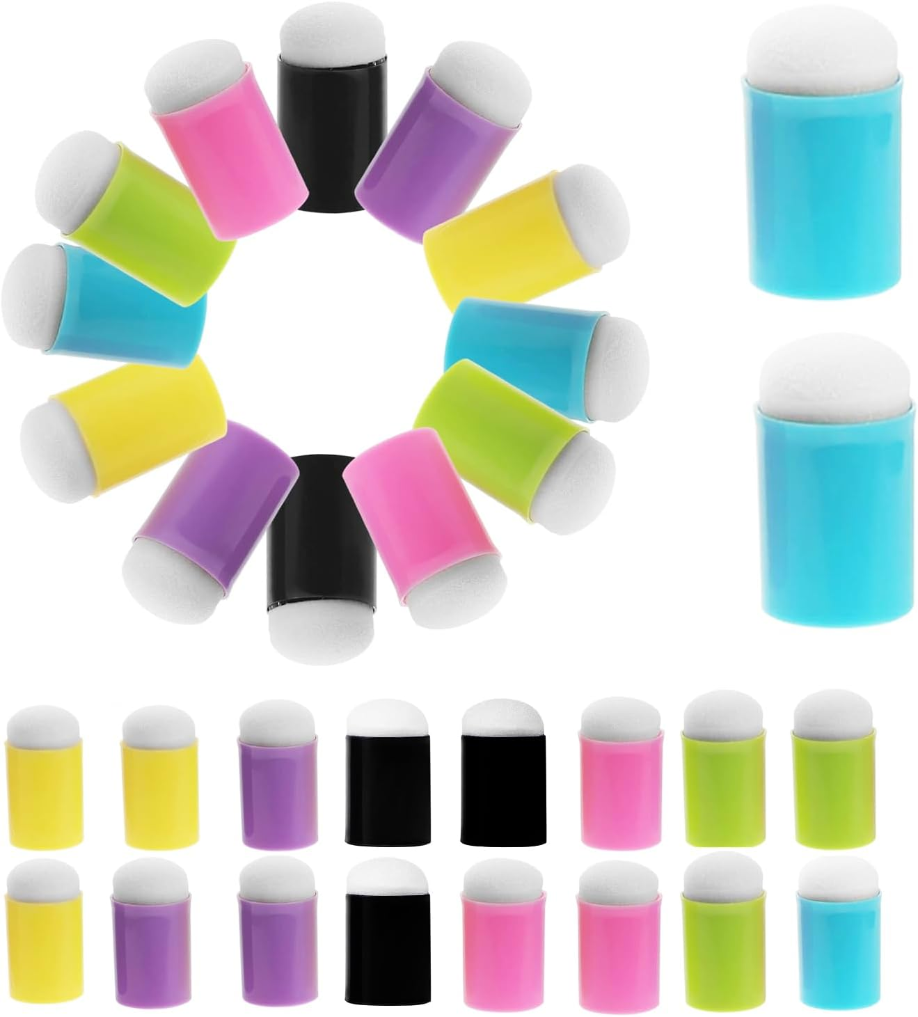 Xinghonyac 30 Pcs Finger Sponge Daubers, Finger Painting Sponge, round Sponge Brushes, Finger Paint Doodle Sponge for Handmade DIY, Painting Production, Hand-Painted Handbook image number 3