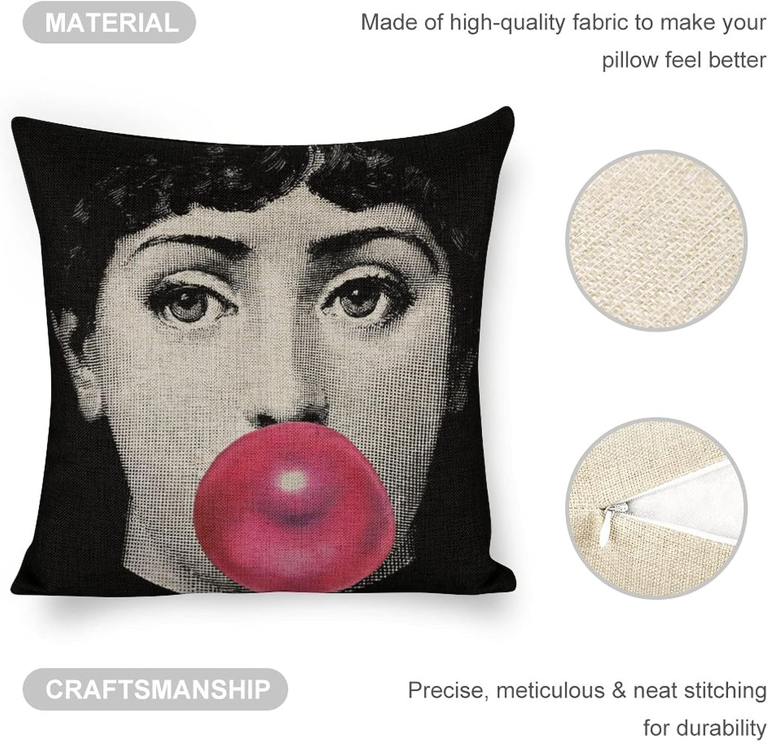 Aloked Lina Cavalieri Artificial Linen Throw Pillow Case, Decorative Cushion Cover Square Art Personalized Eye,Only Includes Pillowcase,18"X18"(45X45Cm),Style-12