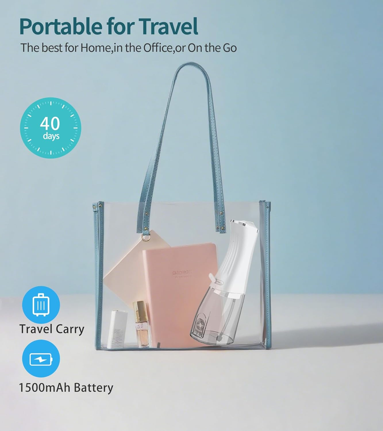 Water Dental Flosser,Water Dental Flosser Pick for Teeth,4 Modes Rechargeable Cordless Oral Irrigator 350Ml Water Tank Teeth Cleaner IPX7 Waterproof. White image number 4