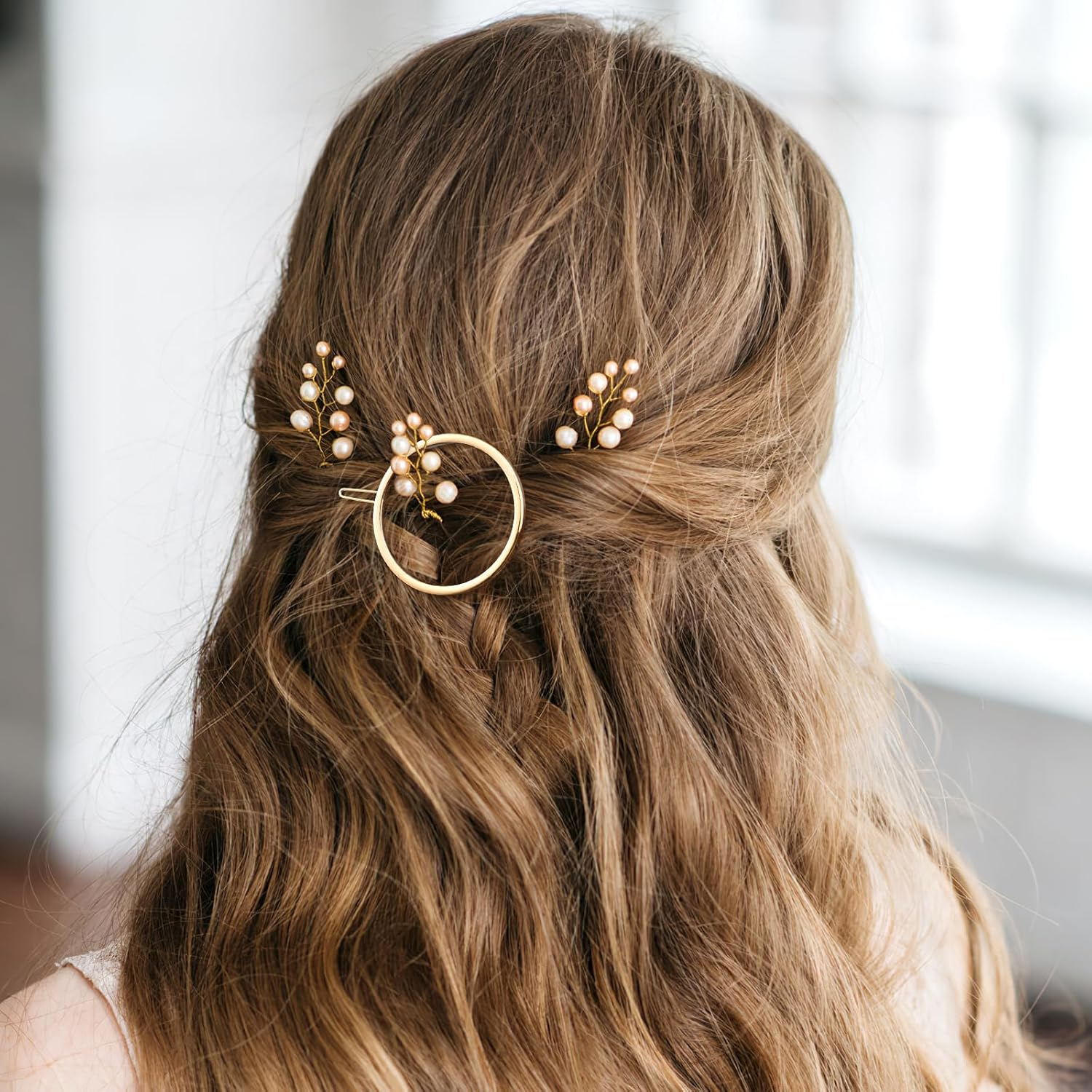 FOMIYES Pack of 2 Minimalist round Ponytail Clips, Alloy Circle Hair Clips, Headpiece, Creative Metal Hair Pin for Women and Girls (Silver)