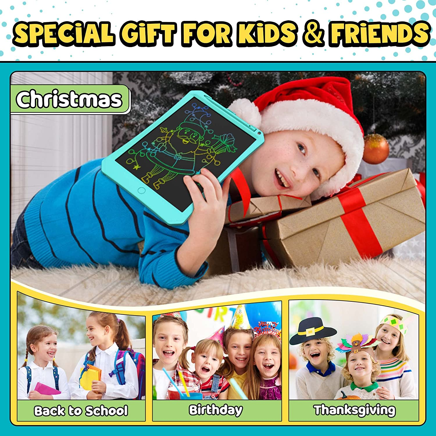 LCD Writing Tablet, 11 Inch Colorful Doodle Board, Magic Kids Drawing Tablet, Erasable Reusable Electronic Drawing Pad, Educational Toys Gifts for 3 4 5 6 7 8 Year Old Girls Boys image number 3