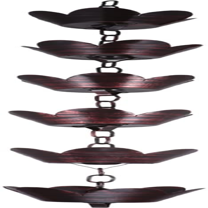 FONDOTIN 1M Metal Rain Chain Petal Design Elegant Chimes and Cups for Gutter Decoration for Garden Patio and Courtyard Creates Serene Ambiance Cascading image number 2