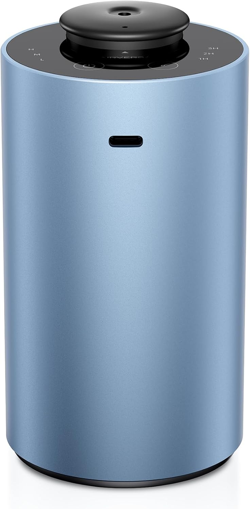 Airversa Waterless Essential Oil Diffuser for Home Aromatherapy Scent Diffusers with 3 Countdown Timer Settings or Timer-Off, 3 Mist Levels for Car Room Studio Office, ANX Premium Metal Black