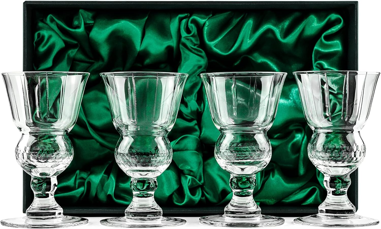 Vintage Crystal Liqueur Glasses, Absinthe, Sambuca, Raki, Pastis, Ouzo | Set of 4 | Short Stemmed 6.5 Oz Goblets with Bubble Reservoir for Drinking Green Fairy | Handblown Small Wine Bistro Glassware image number 5