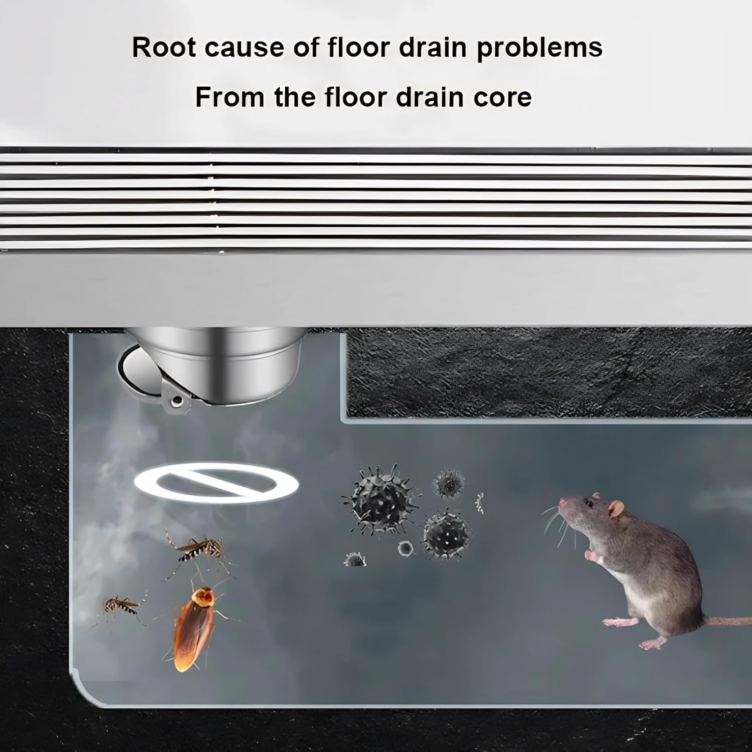 Linear Shower Drain Stainless Steel Hair Strainer Metal Floor Drain for Bathroom Kitchen Laundry Room Stainless Steel Linear Drain for 2.0In Pipe Bathroom Fixtures image number 3